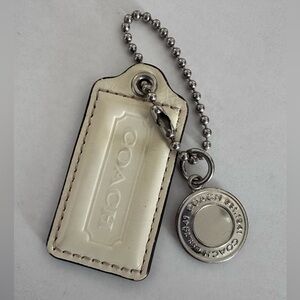 Authentic COACH beige Hang Tag / Silver Charm Leather/Metal